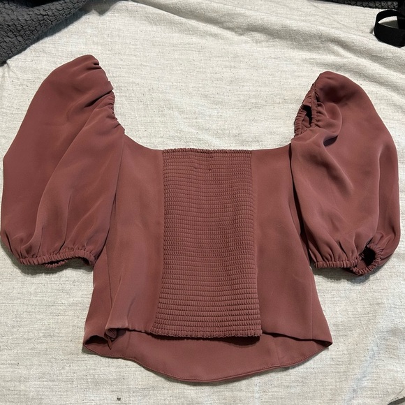 Wilfred Aritzia Puff Sleeve Mauve top - Picture 3 of 4